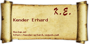 Kender Erhard névjegykártya